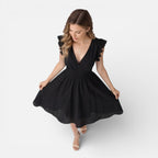 Felorro | Women’s Elegant Summer Midi Dress Cotton Lace Wedding Guest