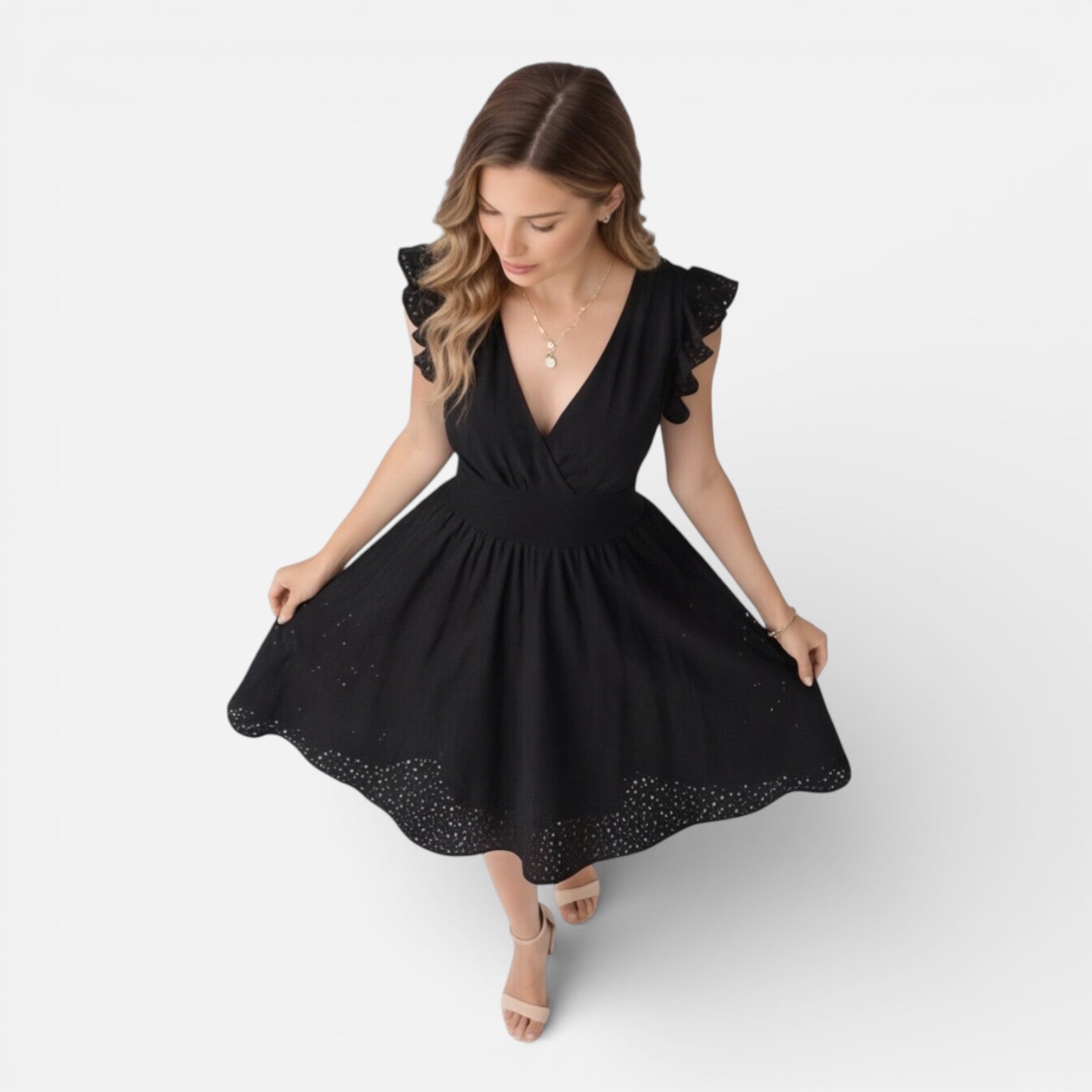 Felorro | Women’s Elegant Summer Midi Dress Cotton Lace Wedding Guest