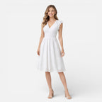 Felorro | Women’s Elegant Summer Midi Dress Cotton Lace Wedding Guest