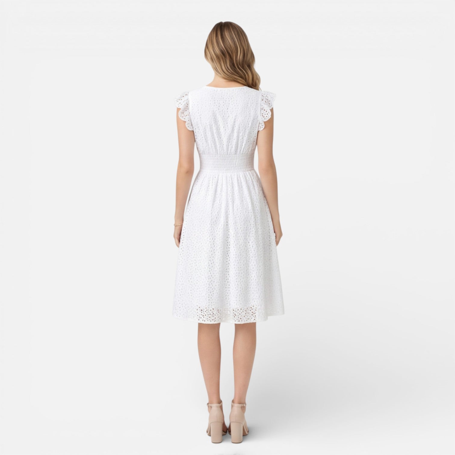 Felorro | Women’s Elegant Summer Midi Dress Cotton Lace Wedding Guest