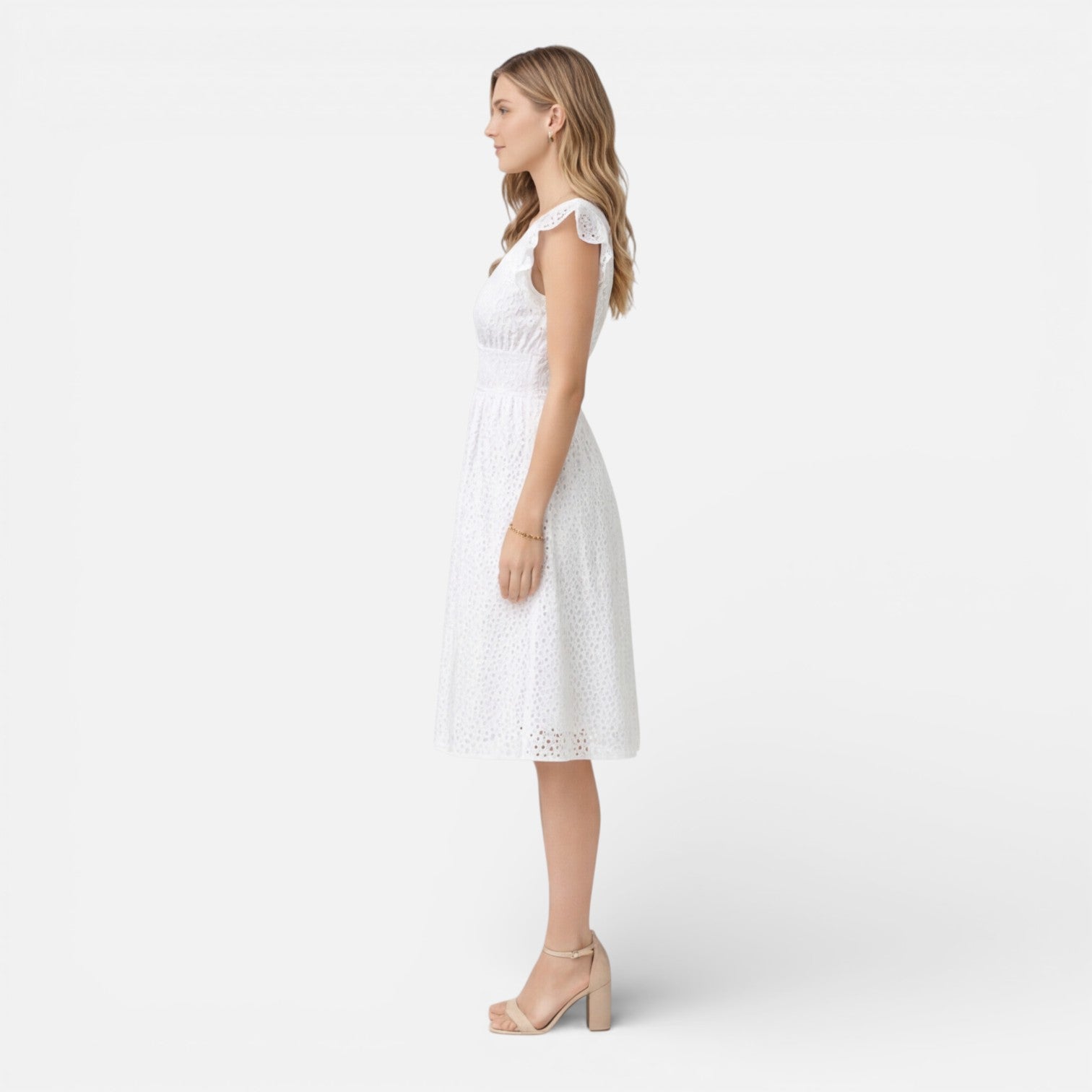 Felorro | Women’s Elegant Summer Midi Dress Cotton Lace Wedding Guest