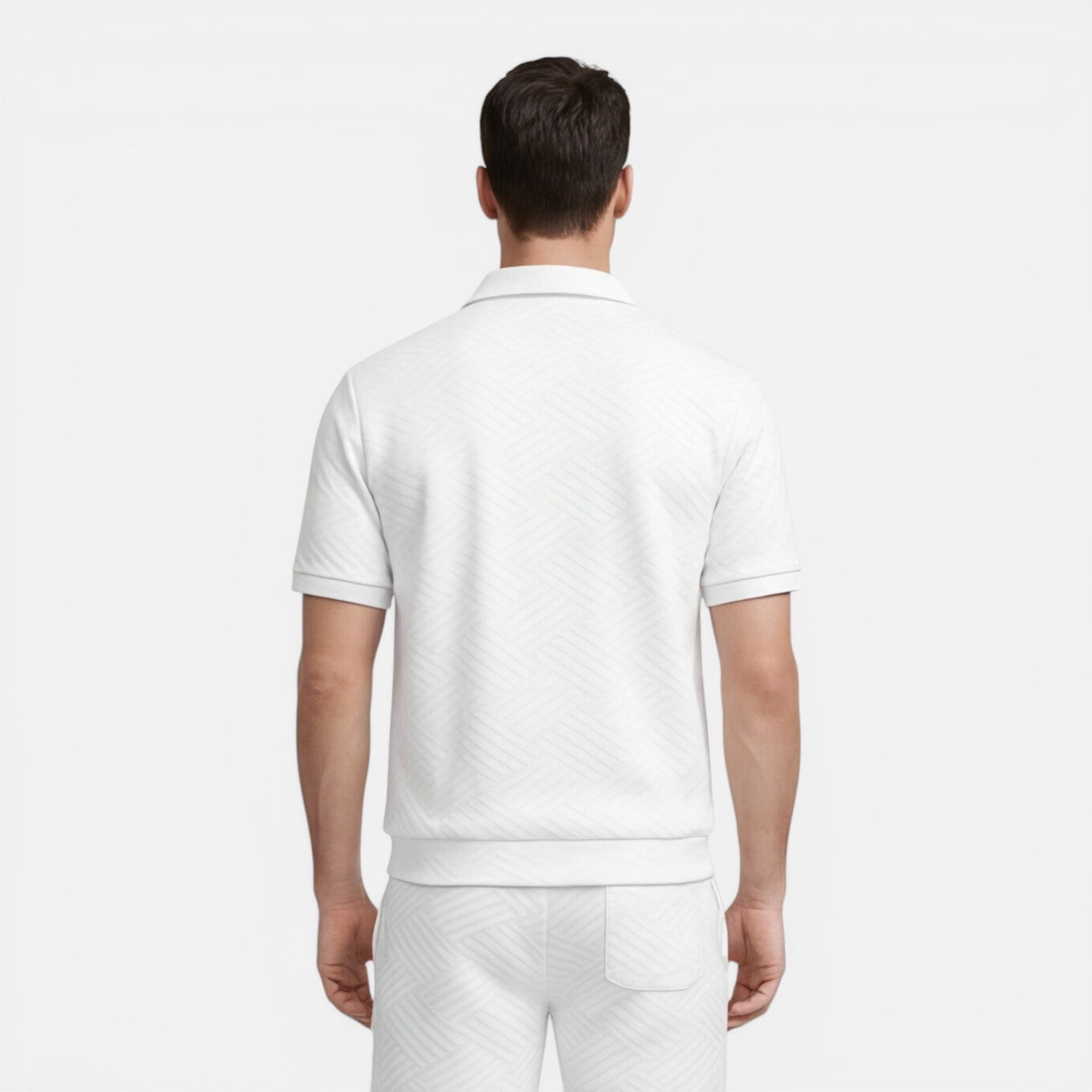Felorro | Men’s Summer Matching Set Zip Shirt Drawstring Shorts Slim Fit