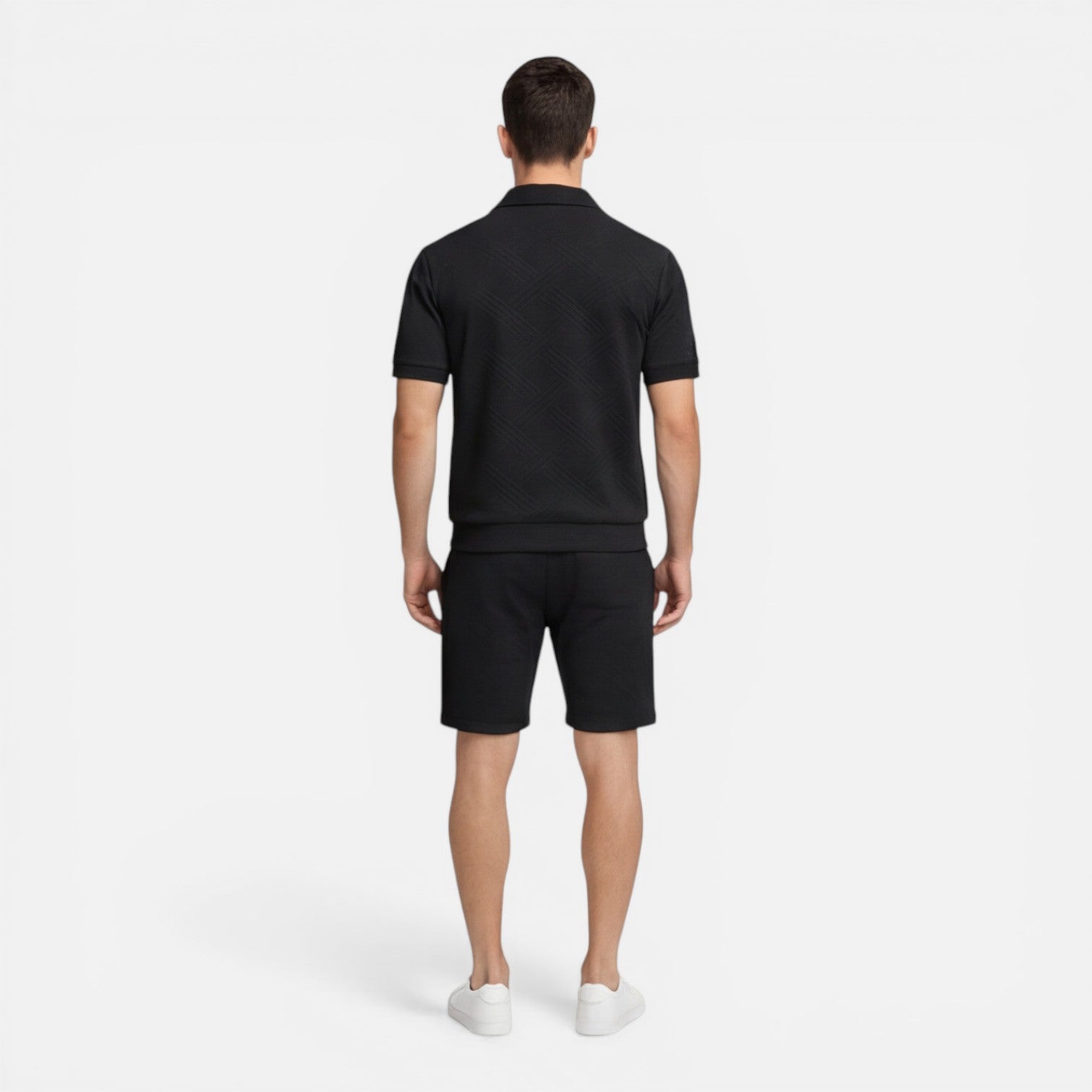 Felorro | Men’s Summer Matching Set Zip Shirt Drawstring Shorts Slim Fit