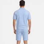 Felorro | Men’s Summer Matching Set Zip Shirt Drawstring Shorts Slim Fit