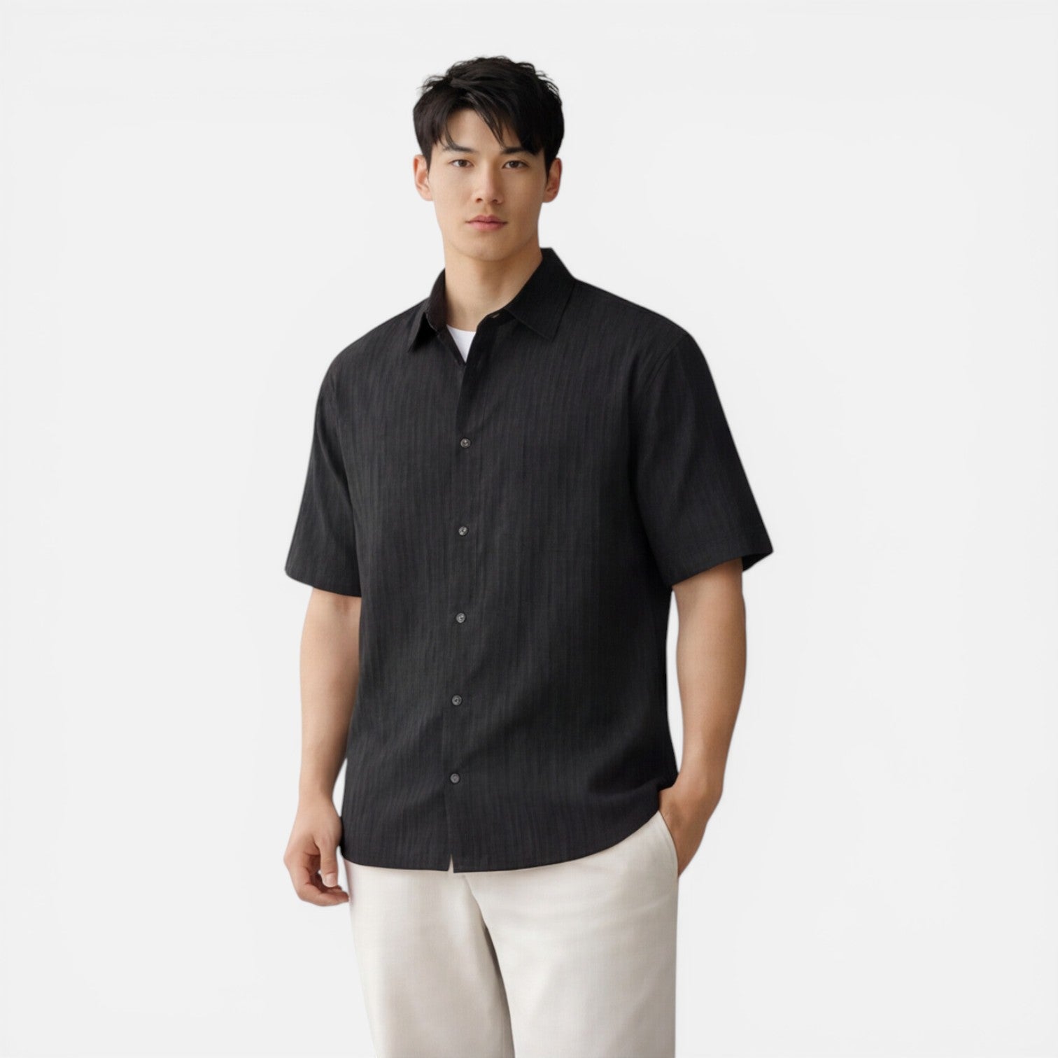 Felorro | Men’s Lightweight Tencel Shirt Short Sleeve Summer Comfort Fit