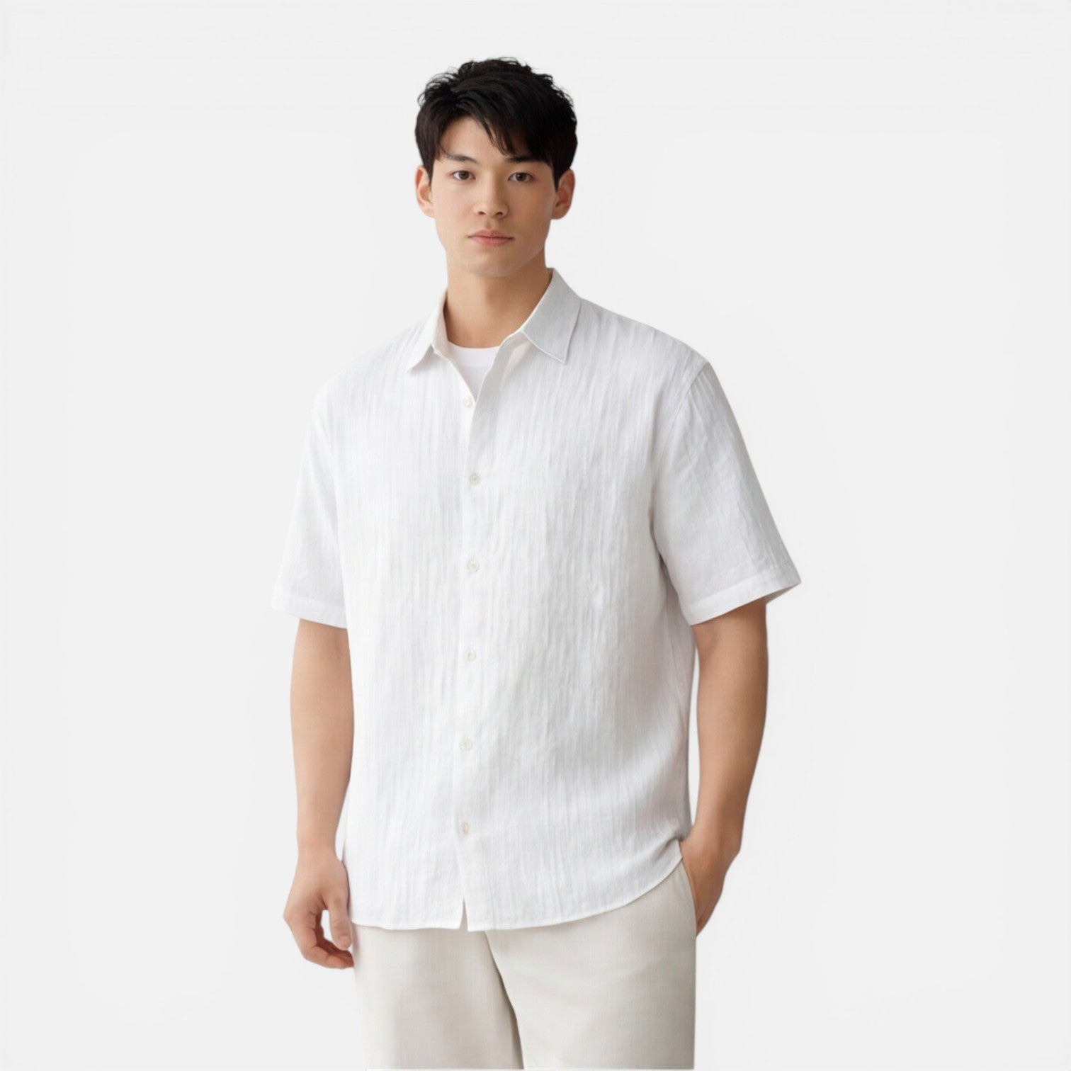 Felorro | Men’s Lightweight Tencel Shirt Short Sleeve Summer Comfort Fit