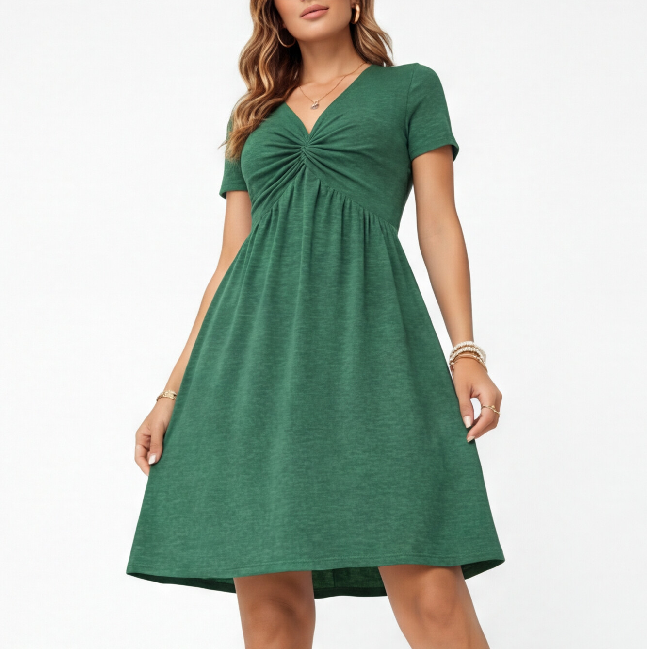 Felorro | Women’s Comfortable Cotton Summer Dress – V-Neck Casual Fit