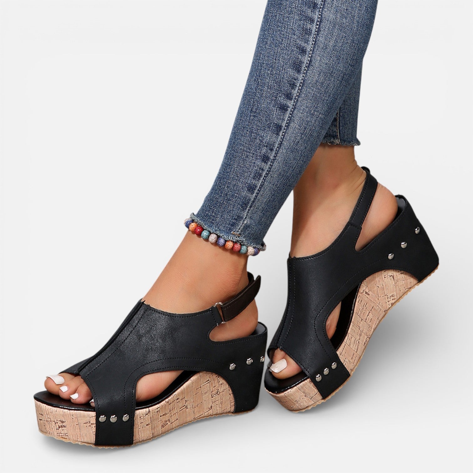 Felorro | Women’s Platform Wedge Sandals Cushioned Comfort Open Toe