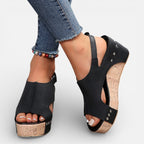 Felorro | Women’s Platform Wedge Sandals Cushioned Comfort Open Toe