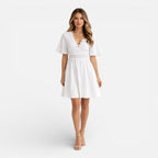 Felorro | Women’s White Lace Summer Dress V-Neck A-Line Wedding Guest