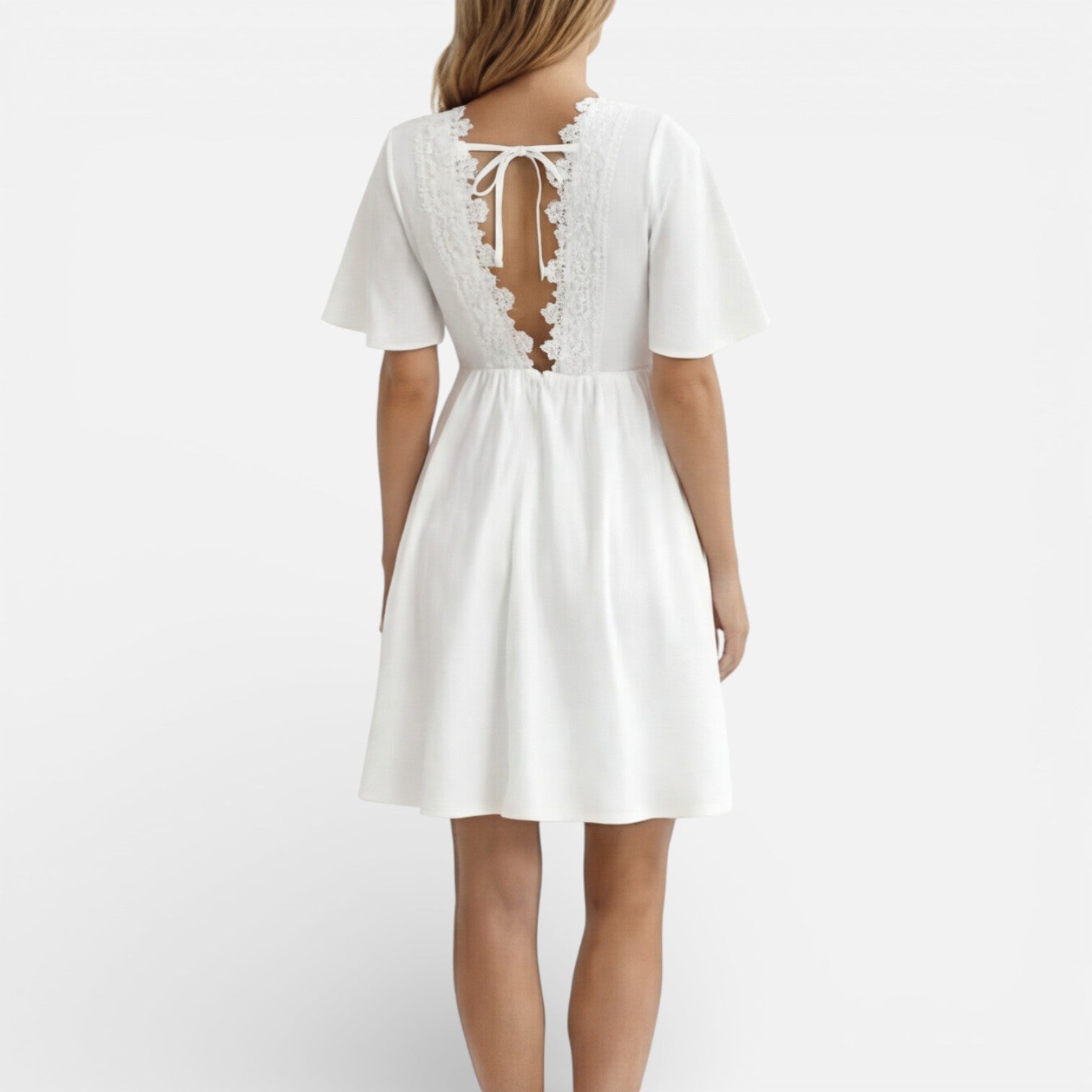 Felorro | Women’s White Lace Summer Dress V-Neck A-Line Wedding Guest