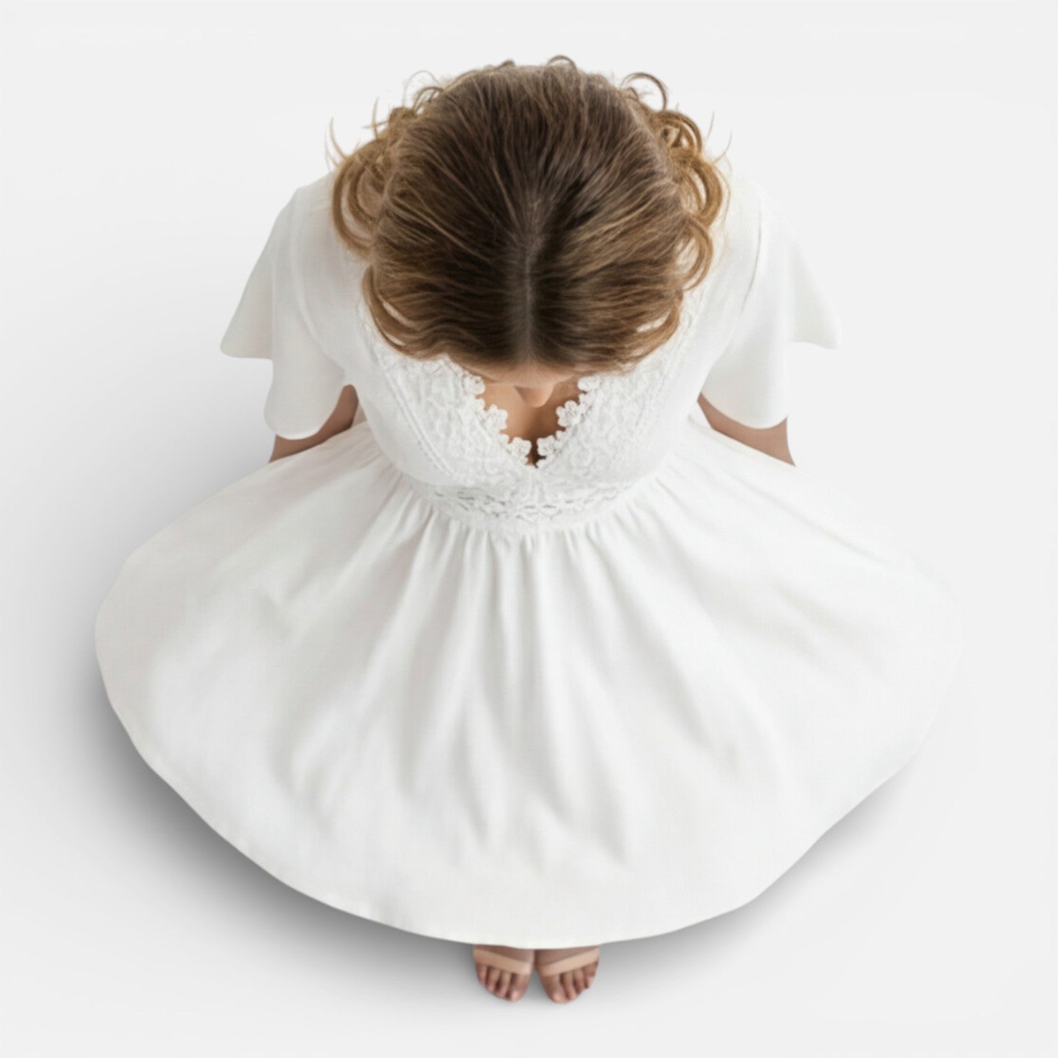 Felorro | Women’s White Lace Summer Dress V-Neck A-Line Wedding Guest