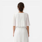 Felorro | Women’s White Chiffon Pleated Maxi Dress for Wedding Guest
