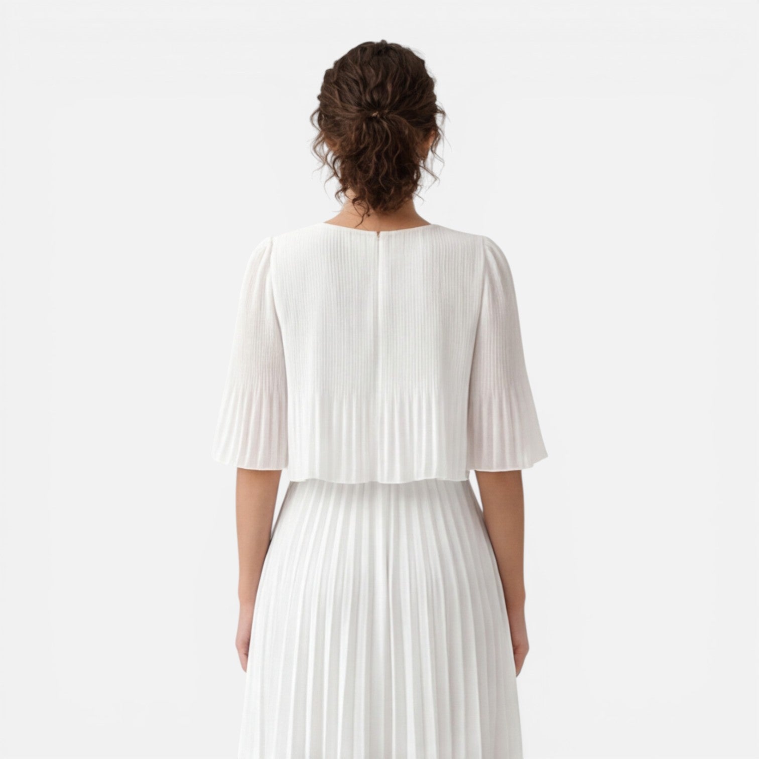 Felorro | Women’s White Chiffon Pleated Maxi Dress for Wedding Guest