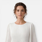 Felorro | Women’s White Chiffon Pleated Maxi Dress for Wedding Guest