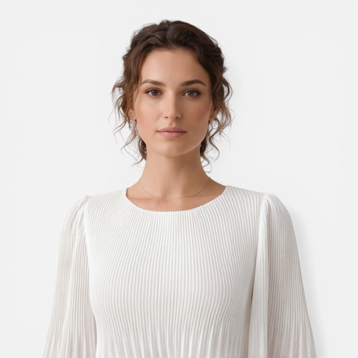 Felorro | Women’s White Chiffon Pleated Maxi Dress for Wedding Guest