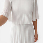 Felorro | Women’s White Chiffon Pleated Maxi Dress for Wedding Guest