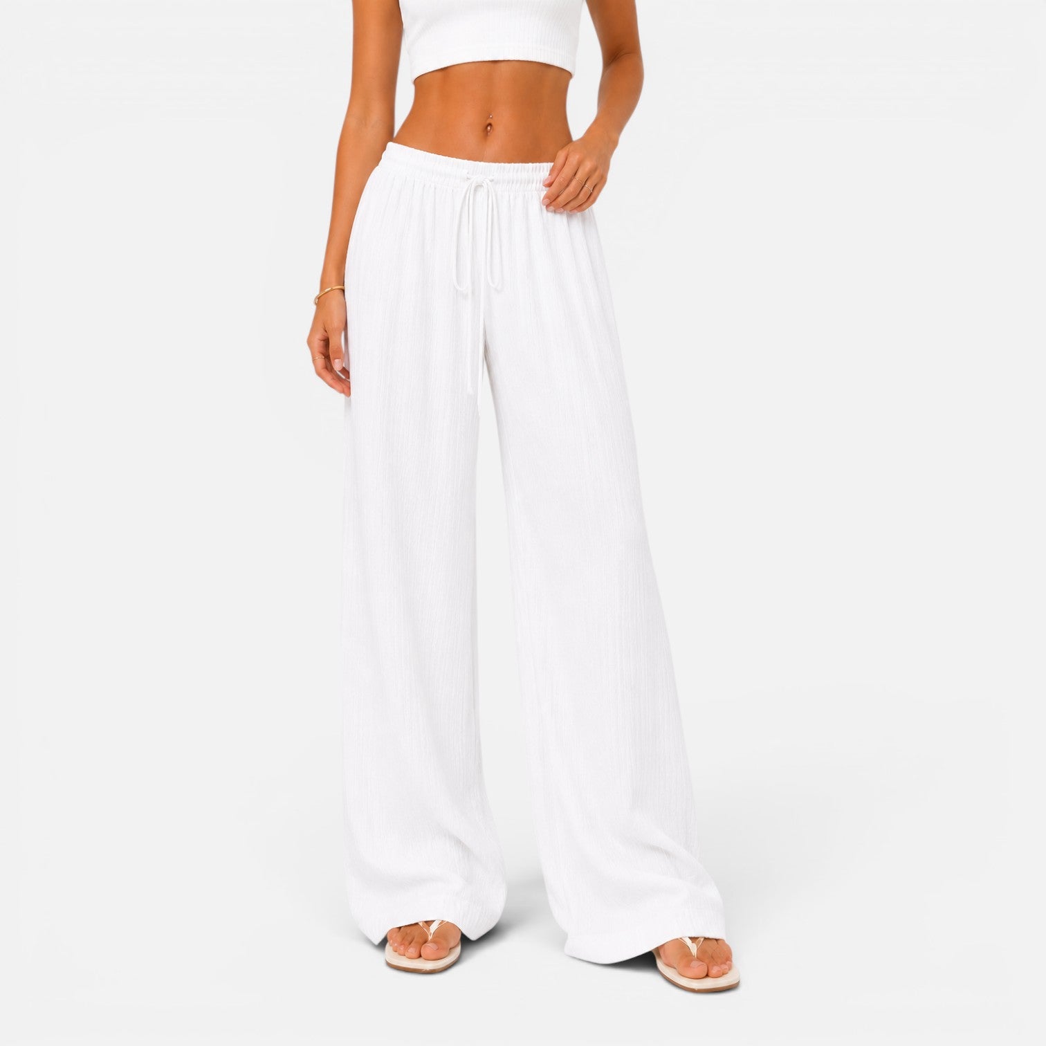 Felorro | Women’s Lightweight Wide Leg Trousers Drawstring Waist Comfort Fit