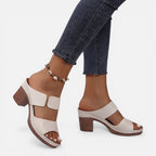 Felorro | Women’s Leather Block Heel Sandals – Comfort Open Toe Summer