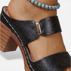 Felorro | Women’s Leather Block Heel Sandals – Comfort Open Toe Summer