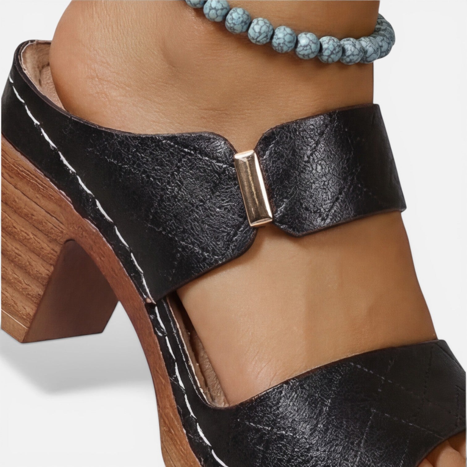Felorro | Women’s Leather Block Heel Sandals – Comfort Open Toe Summer
