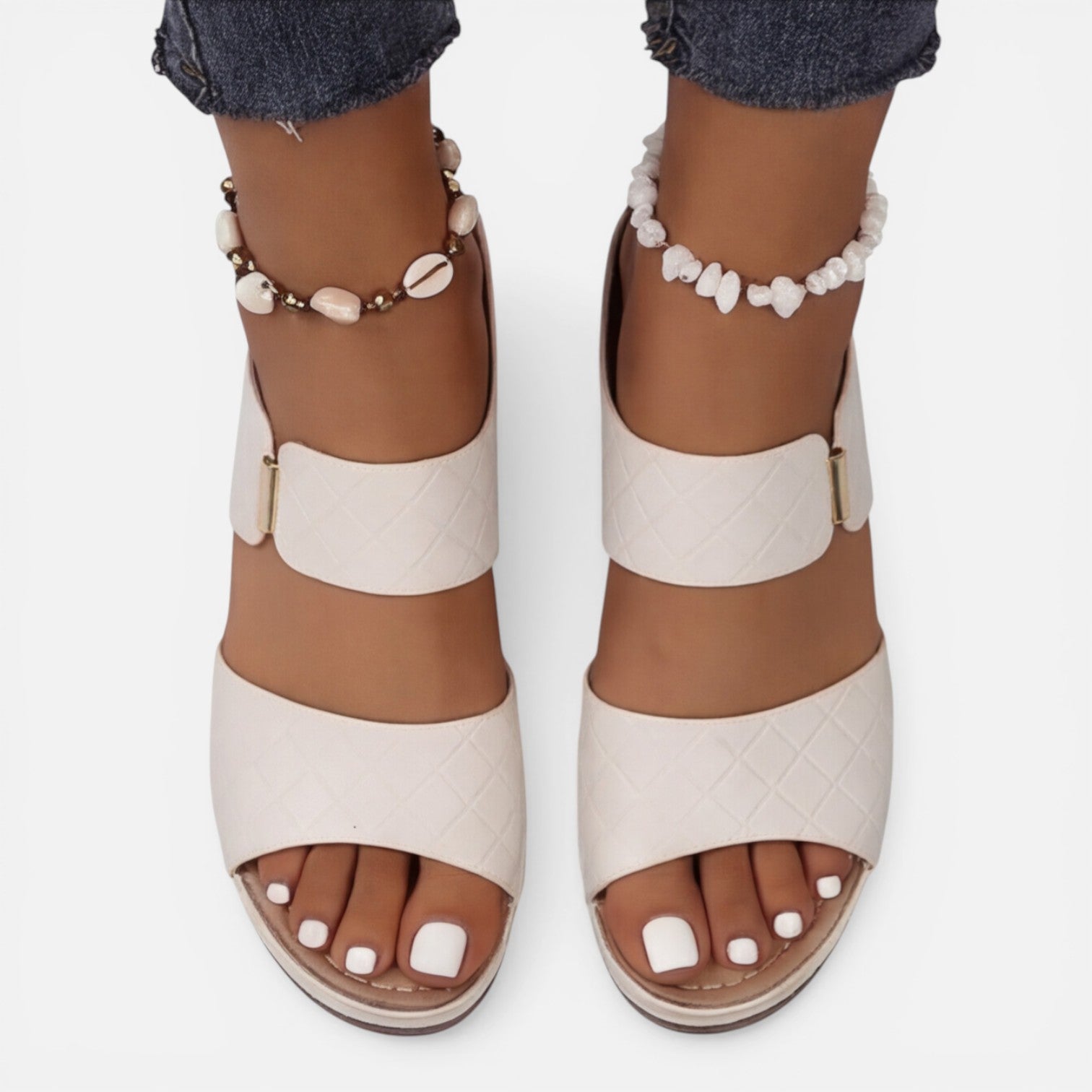 Felorro | Women’s Leather Block Heel Sandals – Comfort Open Toe Summer