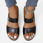 Felorro | Women’s Leather Block Heel Sandals – Comfort Open Toe Summer