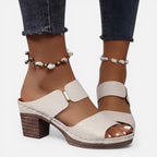 Felorro | Women’s Leather Block Heel Sandals – Comfort Open Toe Summer