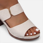 Felorro | Women’s Leather Block Heel Sandals – Comfort Open Toe Summer