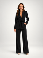 Women's Belted Blazer & Wide Leg Trouser Co-Ord Set