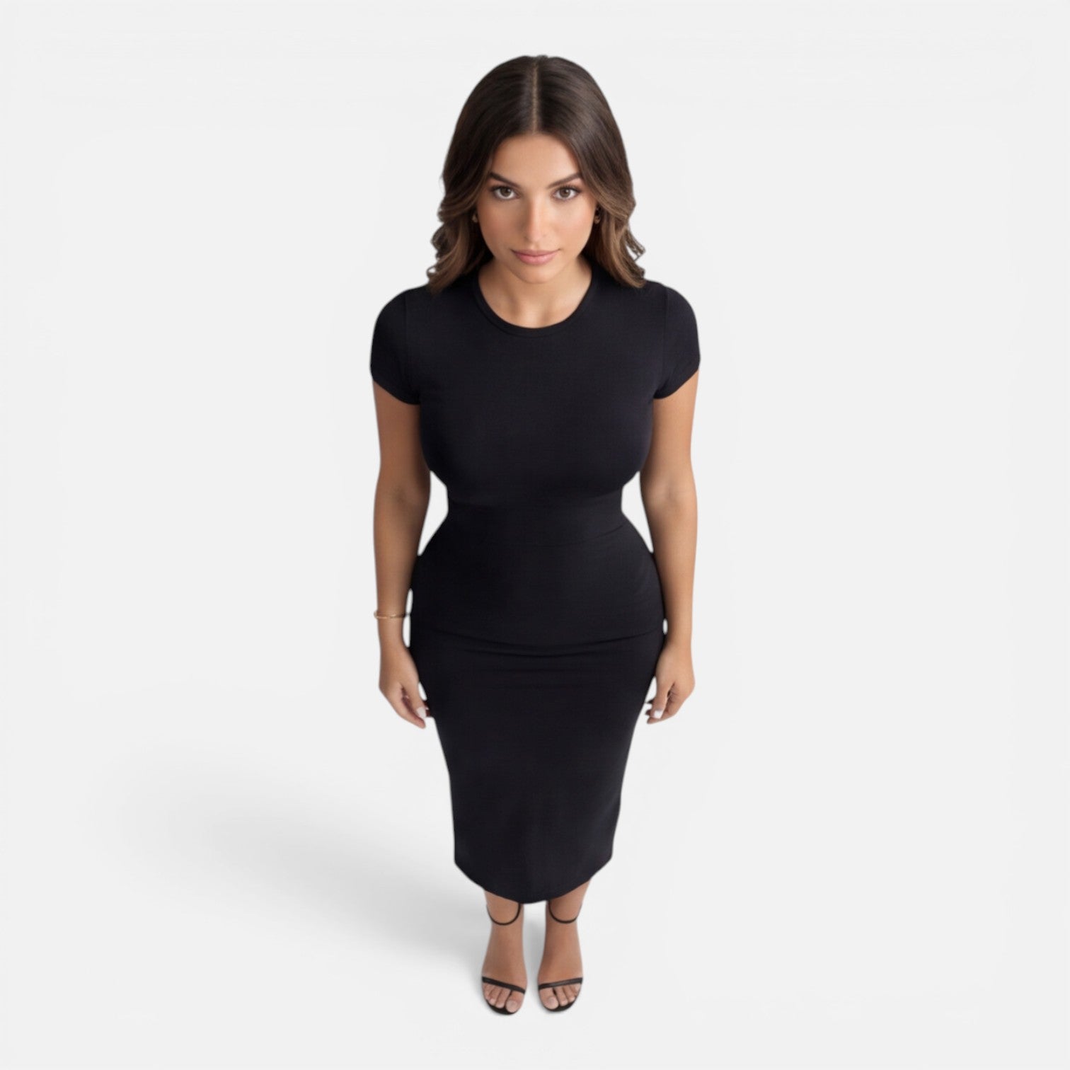 Felorro | Women’s Bodycon Midi Dress Slim Fit Short Sleeve Elegant