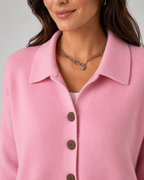 Women’s Button-Up Knit Cardigan – Collared Relaxed Fit