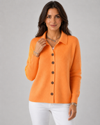 Women’s Button-Up Knit Cardigan – Collared Relaxed Fit