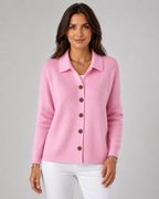 Women’s Button-Up Knit Cardigan – Collared Relaxed Fit