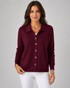 Women’s Button-Up Knit Cardigan – Collared Relaxed Fit