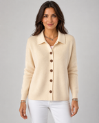 Women’s Button-Up Knit Cardigan – Collared Relaxed Fit