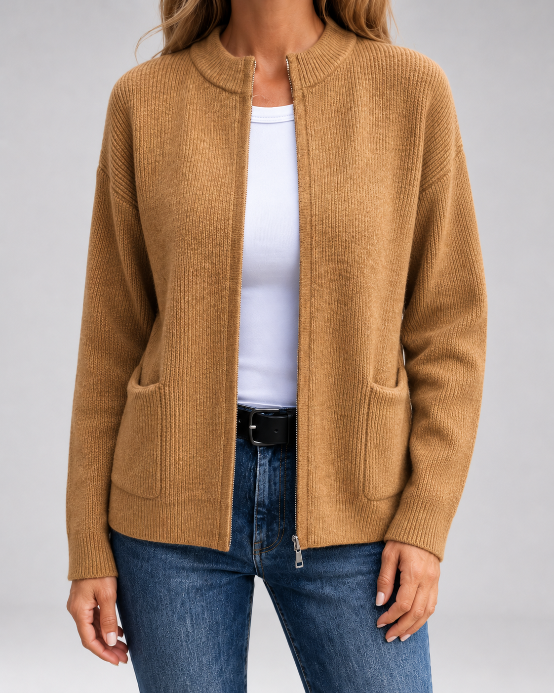 Women’s Open Front Knit Cardigan with Pockets