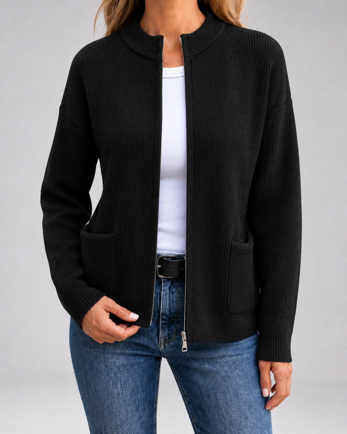 Women’s Open Front Knit Cardigan with Pockets