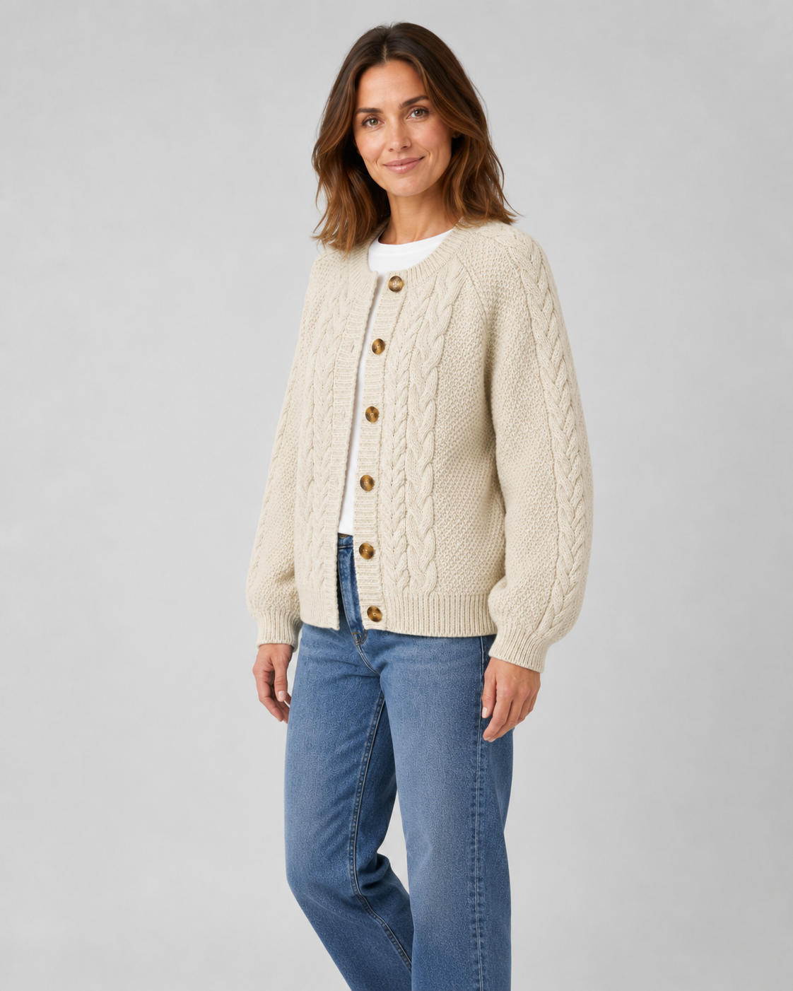 Women’s Cable Knit Button Front Cardigan