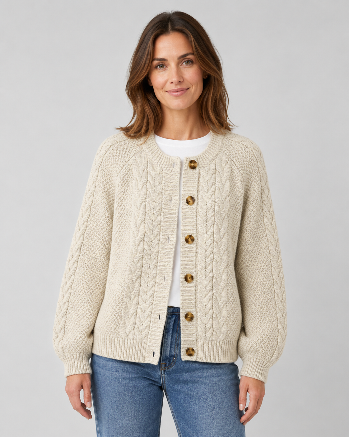 Women’s Cable Knit Button Front Cardigan
