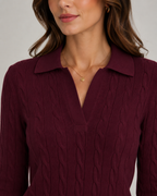 Women’s Cable Knit Polo Sweater
