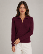 Women’s Cable Knit Polo Sweater