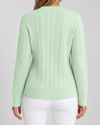 Women’s Cable Knit Sweater – Soft Crew Neck Jumper