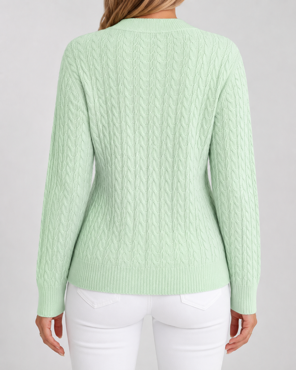 Women’s Cable Knit Sweater – Soft Crew Neck Jumper