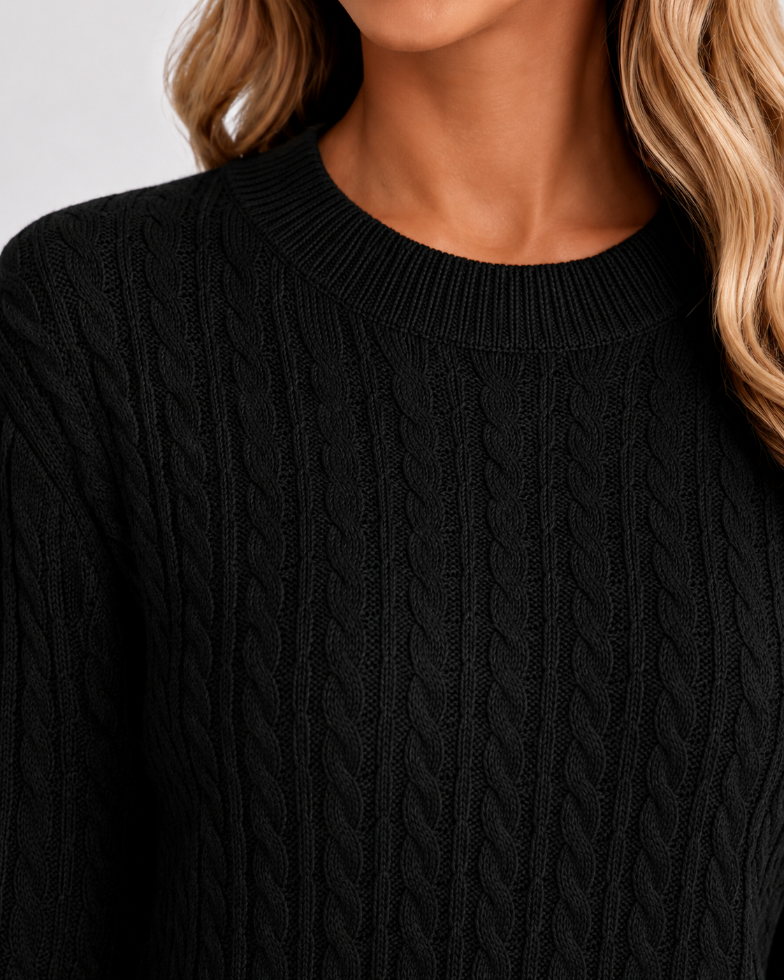 Women’s Cable Knit Sweater – Soft Crew Neck Jumper