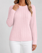 Women’s Cable Knit Sweater – Soft Crew Neck Jumper