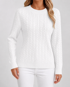 Women’s Cable Knit Sweater – Soft Crew Neck Jumper