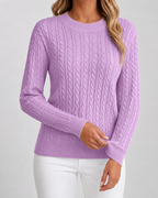 Women’s Cable Knit Sweater – Soft Crew Neck Jumper