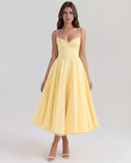 Women’s Corset Midi Dress with Tulle Skirt