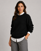 Women's Crewneck Knit Sweater – Relaxed Fit Pullover